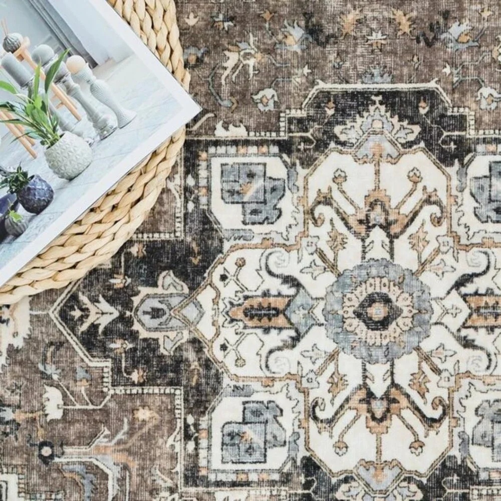 New 2x10 Beige Kitchen Runner Rug, Washable, Non-Slip, Soft Distressed Floor Mat